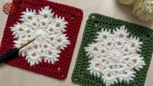 Very Easy Christmas Granny Square Crochet Pattern for Beginners