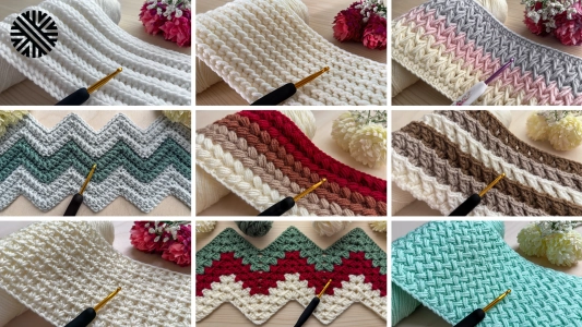 Super Easy Crochet Pattern Bundle - 9 One-Row Repeat Patterns